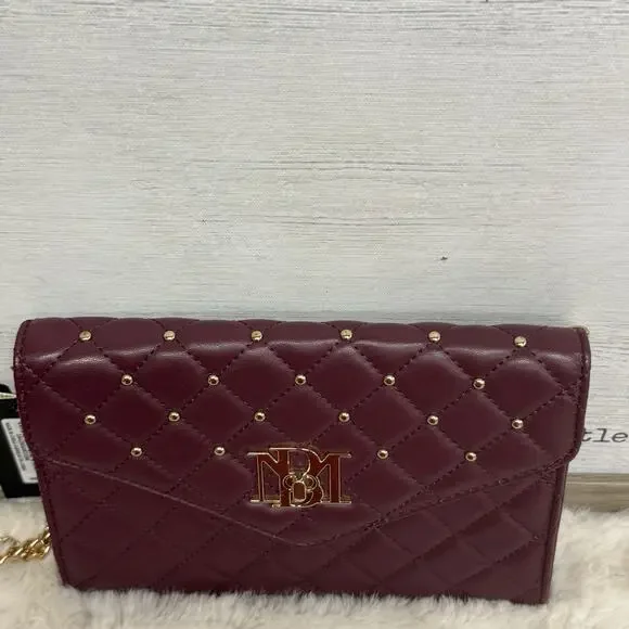 Badgley Mischka Plum Diamond Quilt Convertible Crossbody Bag Vegan NEW NWT - Picture 7 of 14